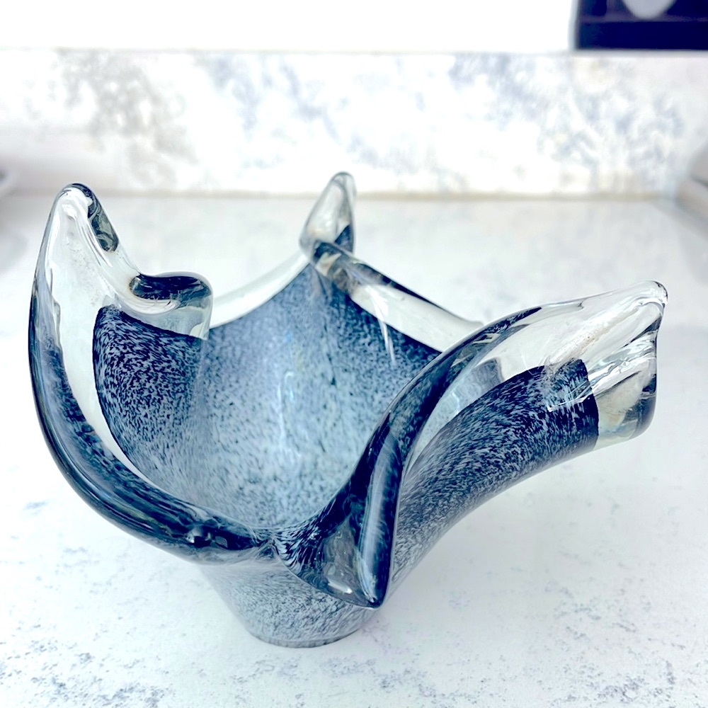 Murano Glass Vintage Decorative Abstract Free Form Sculpture Bowl Pristine Cond.